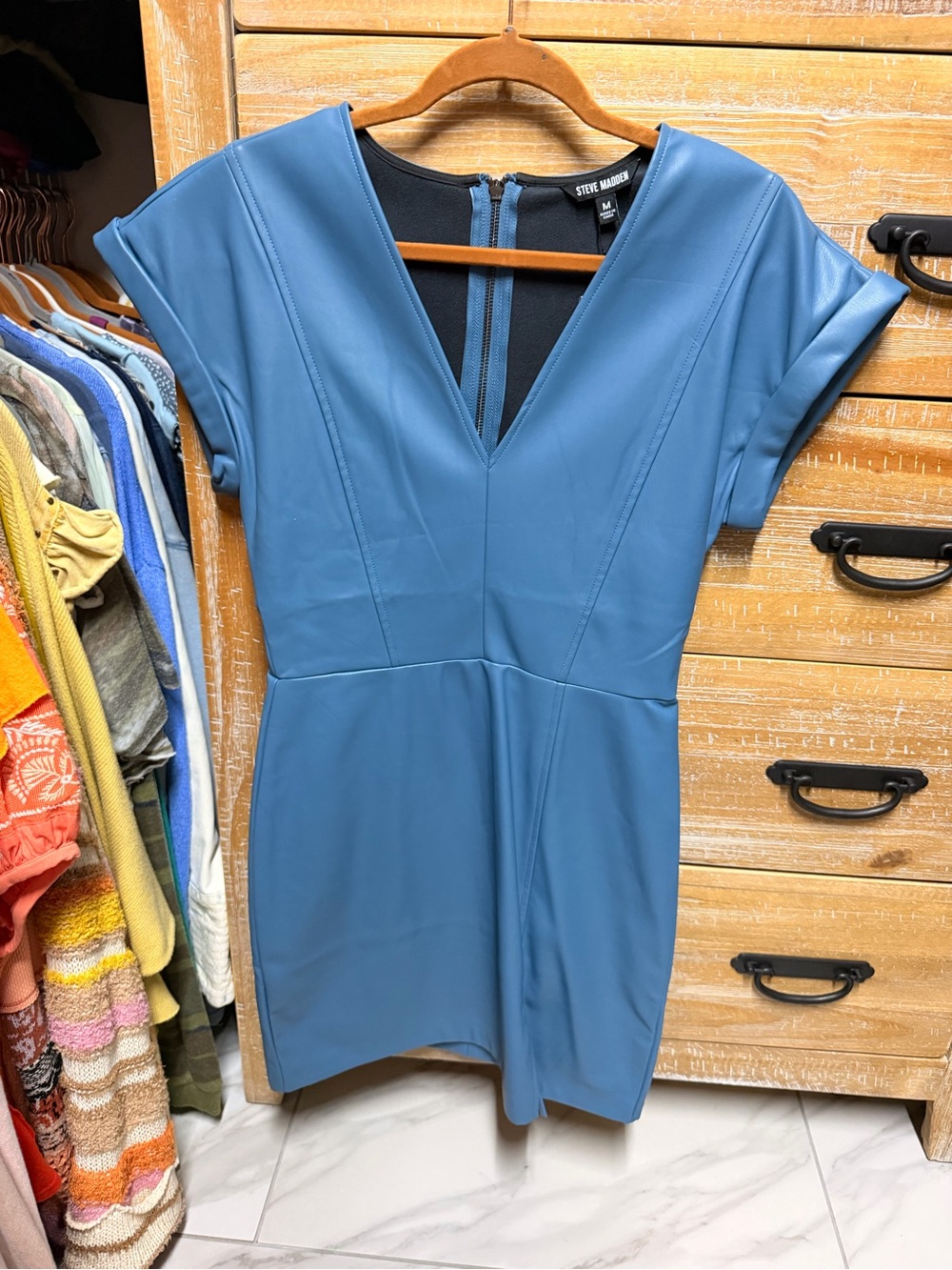NWT Steve Madden Dusty Blue V-Neck Dress